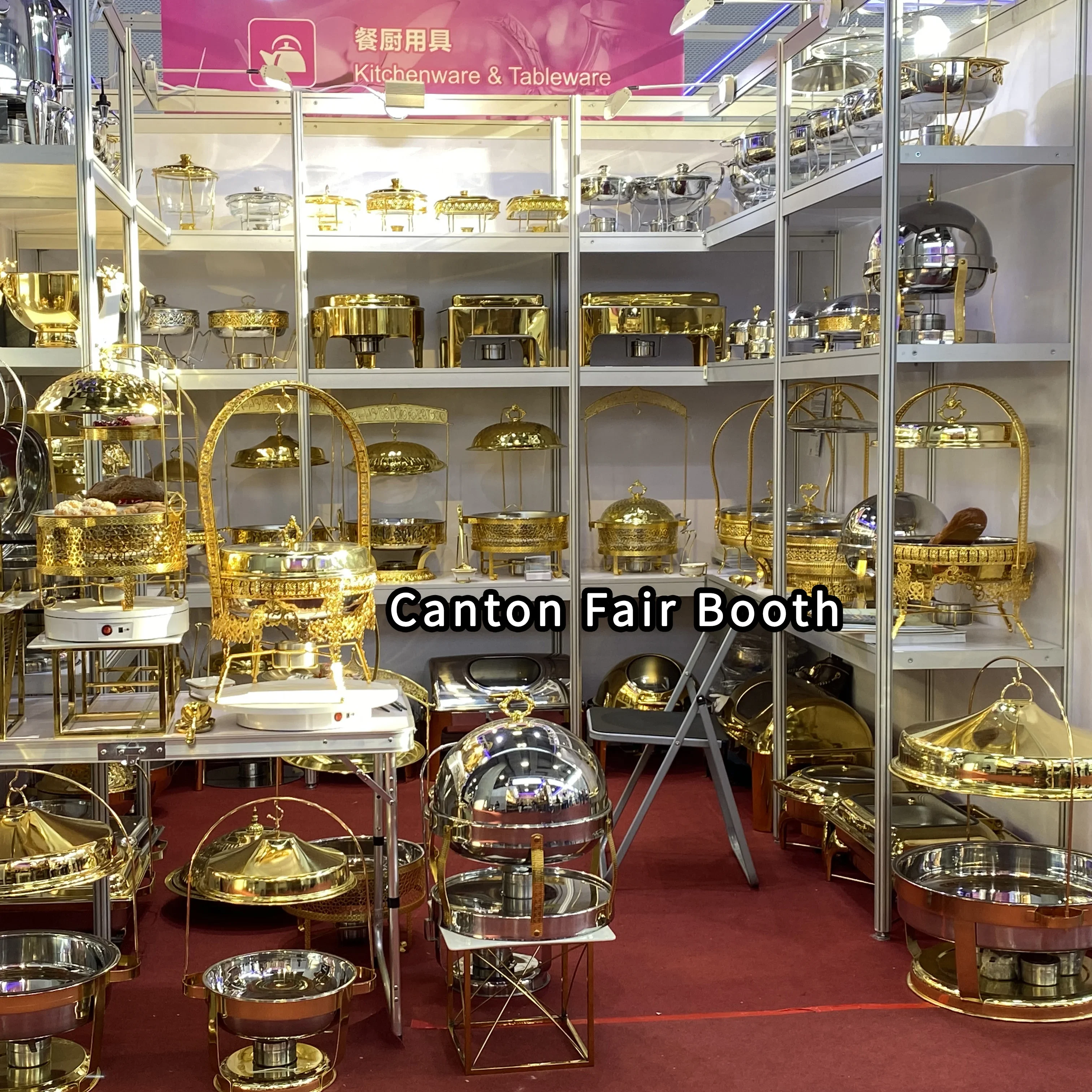 Stainless Steel Catering Golden Buffet Chafing Dish Restaurant Party Food Warmer Hanging Chafing Dishes