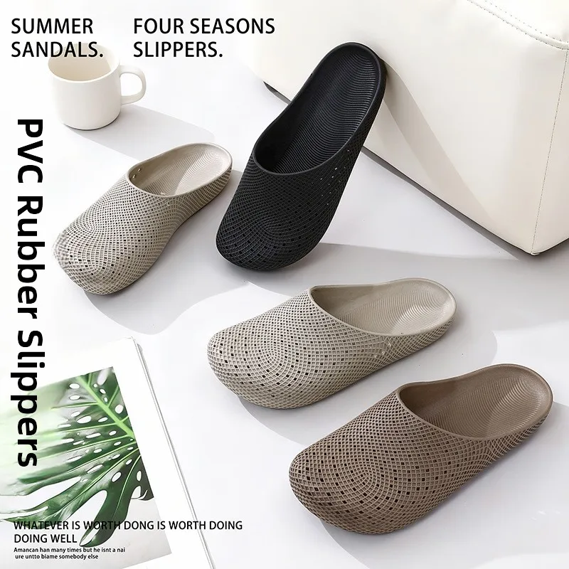 Sommerliche, atmungsaktive, leichte Herren-Clogs mit Belüftungslöchern, rutschfeste Outdoor-Slip-On-Sandalen, halb geschlossene Freizeitschuhe für die Arbeit. – Detail 21