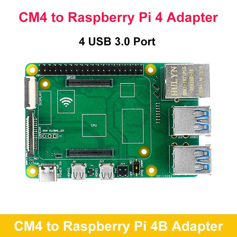 

CM4 To Raspberry Pi 4B Expansion Board Adapter Raspberry Pi CM4 IO Board 4 USB 3.0 Port Gigabit Ethernet GPIO