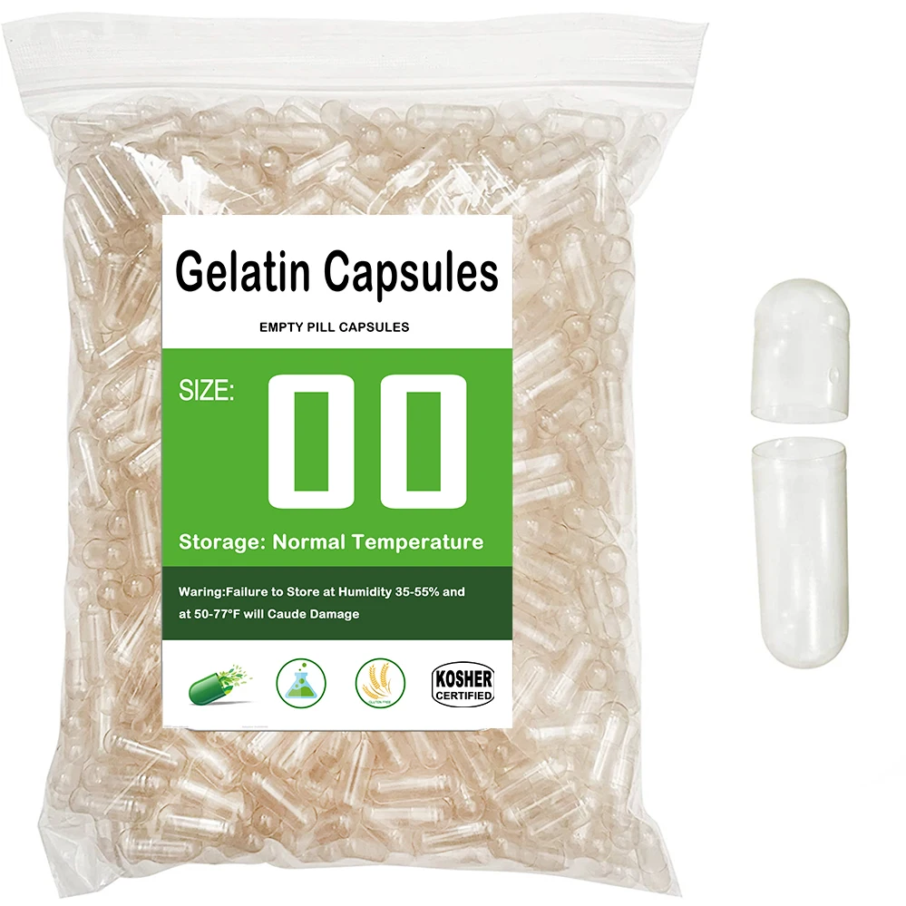 

1000Pcs 000#,00#,0# Empty Capsule Clear Hollow Transparent Hard Gelatin Seperated Joined Capsule Shell Pill Packaging