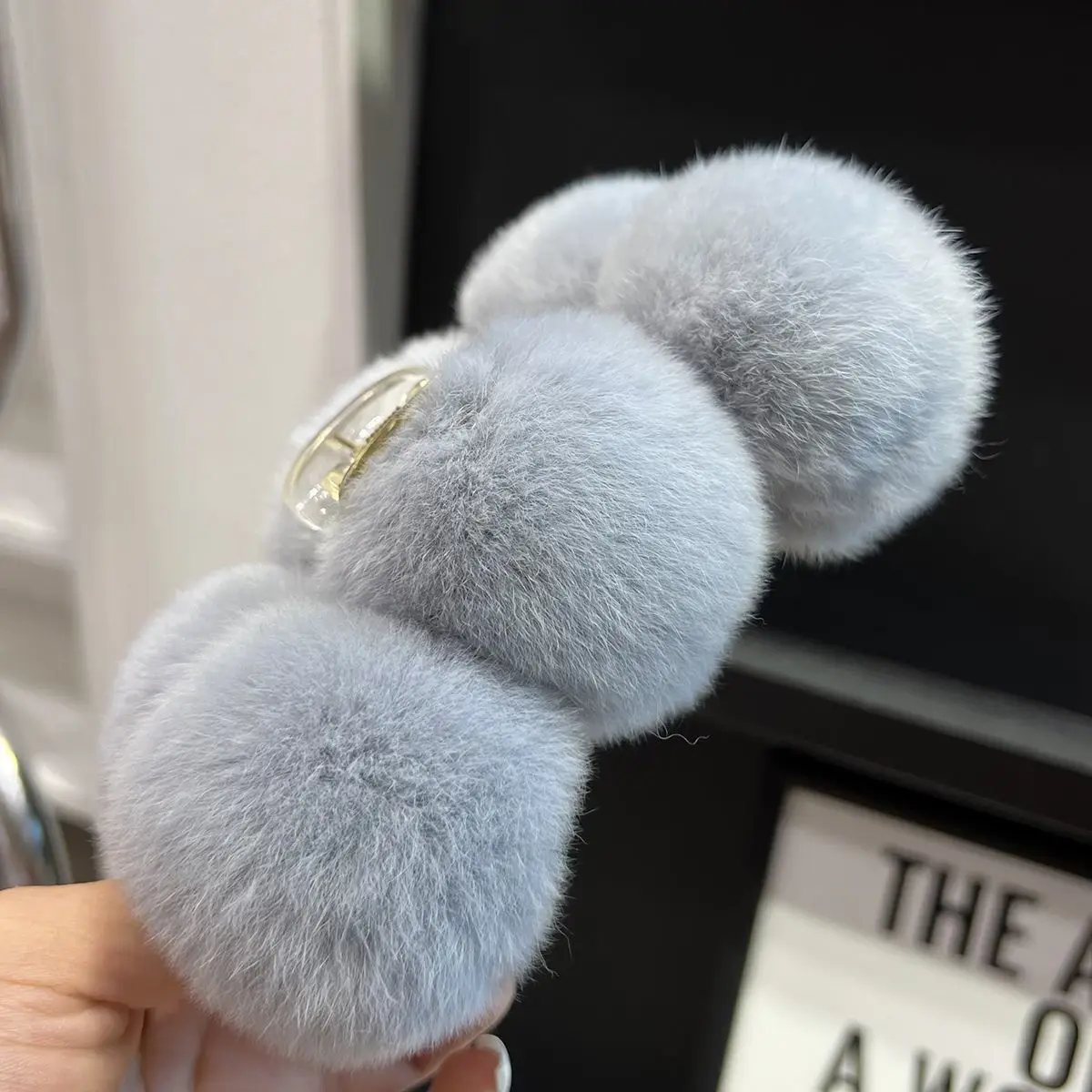 New 100% Real Rex Rabbit Fur Big Hair Clip For Women Furry Claw Cute Plush Ponytail Hair Barrettes Female Accessories