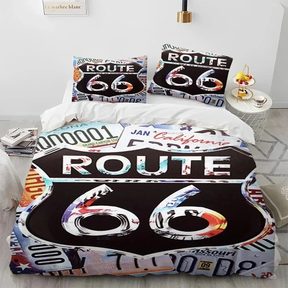 

Historic Route 66,Mother Road,Bedding Set Boys Girls Twin Queen Size Duvet Cover Pillowcase Bed Adult Fashion Home Textileextile