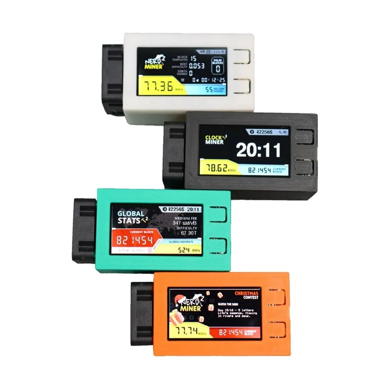 AC56-Nerdminer V2 Pro 78KH/S Mini Bitcoin Lotto Miner مع حافظة مع مروحة 5W Power BTC Solo Lotto Mining Machine