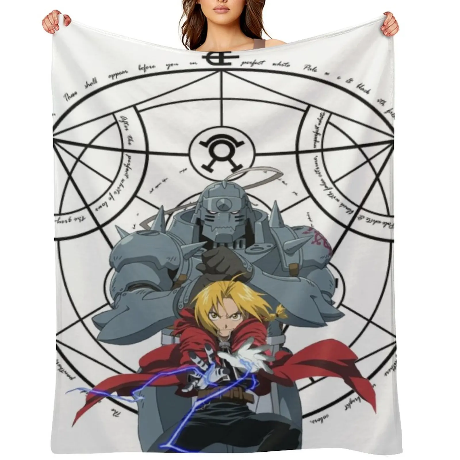 

Full Metal Alchemist - Edward and Alphonse Throw Blanket anime Custom Thermal Soft Plush Plaid Blankets
