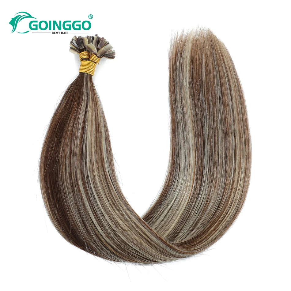 Goinggo Pre Bonded Straight V Tip Hair Extensions 22Inch 1g/strand Machine Made Brazilian Remy Human Fusion Hair Extensions