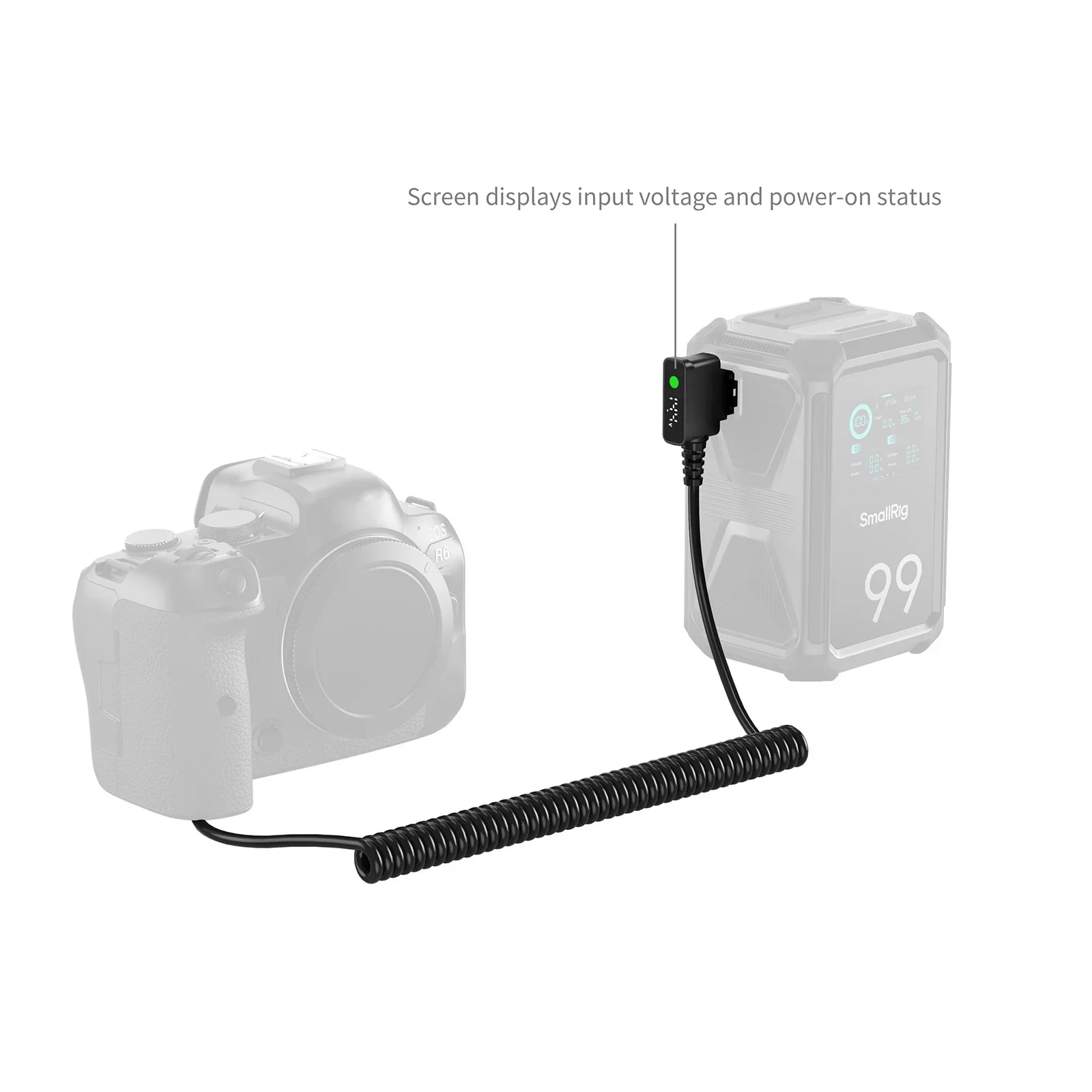 SmallRig Dummy Battery Power Cable for D-tap for Canon LP-E6P with Display Screen for Canon R5 / R5 Mark II /R6/R6 Mark II 6656