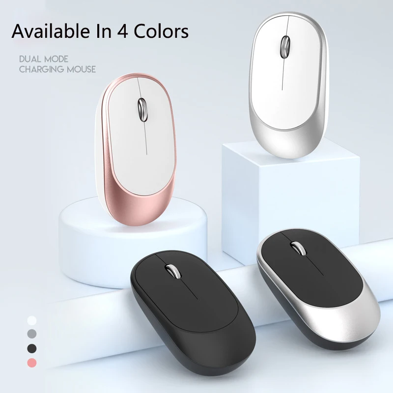 LOERSS 2.4GHz Bluetooth Mute Mouse Dual Mode Mouse ergonomico 1600 Dpi Mouse ricaricabile Gaming Office Study Mouse per PC Laptop