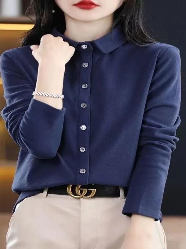 

Thiened женский базовый слой irt De Floating Design, зимняя теплая смесь хлопка и полиэстера, длинная свеч на пуговицах, чистый цвет