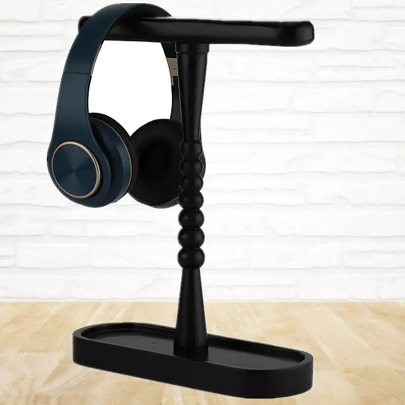 حامل سماعات رأس مزدوج من الخشب الصلب ، سماعة رأس للألعاب ، حامل قابل للفصل ، رف عرض سماعات سطح المكتب مع قاعدة تخزين