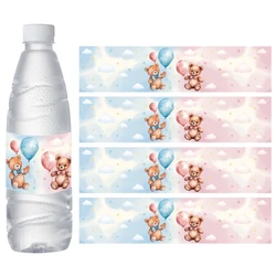 10pcs Teddy Bear Water Bottle Labels Sticker Baby Shower Baby Girl Boy Birthday Baptism Label Gender Reveal Party Decoration