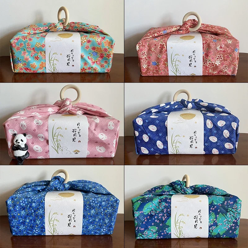 Japanese Handkerchief Bento Wrapping Cloth Gift Box Packaging Cloth Lunch Bandana Cover Bag for Bento Decor Flower Printed