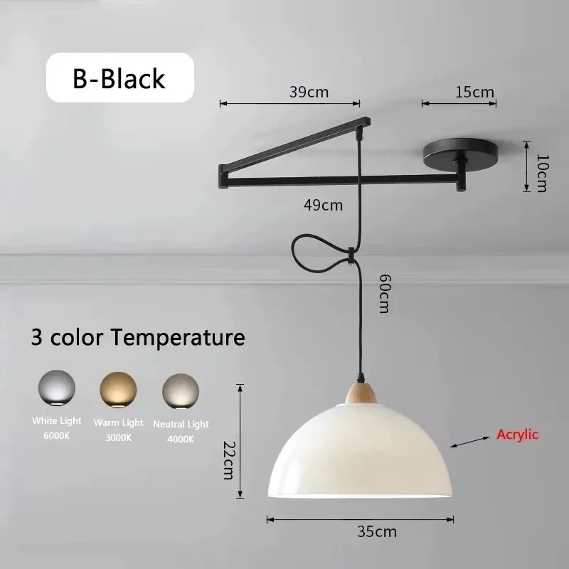 Modern Designer Rocking Arm Pendant Light LED E27 Movable Light Fixture Creative Bar Counter Living Room Bedroom Hanging Lamps
