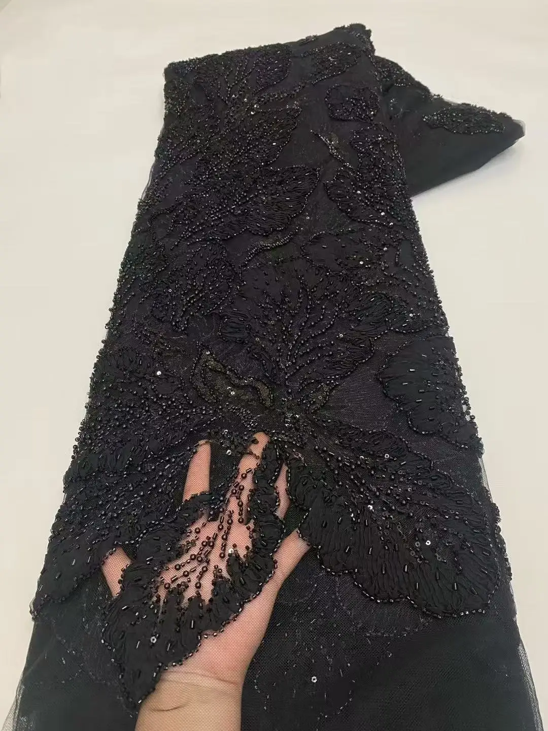 2025 High Quality Nigerian Net Lace Fabric African Sequins Tulle Lace Embroidered For Sewing Women Evening Party Dress Material