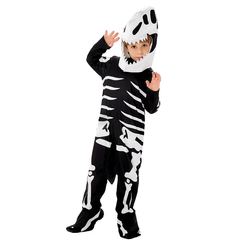Esqueleto Tiranosaurio Rex Cosplay fantasía niños ropa disfraz de dinosaurio aterrador disfraz adolescente 6 a 14 años trajes de juego de rol