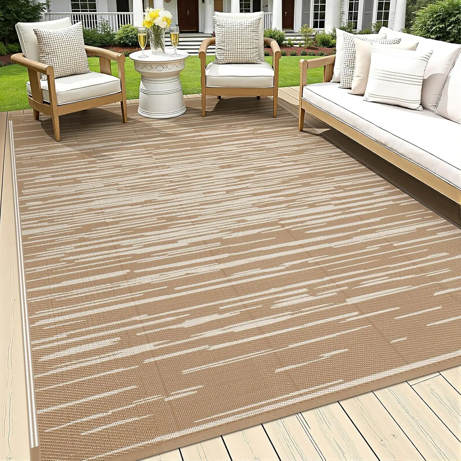 

Outdoor Rug 5'x8' for Patios Clearance Waterproof Patio Mat Plastic Straw Rug Reversible RV Camping Tent Rug Outside Indoor O