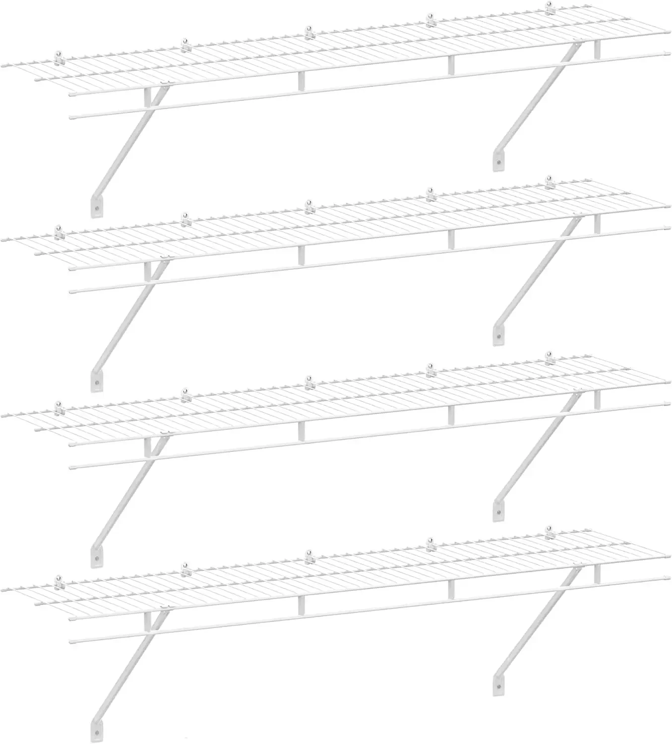 

tool.Closet Shelves Wall Mounted 4-Pack, 4 ft x 12in White Wire Shelving for Laundry Room, Closet, Basement Organization and Sto