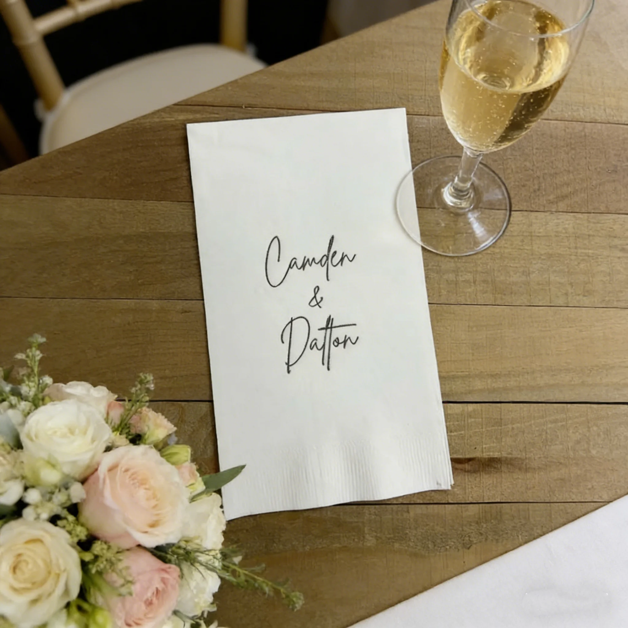 

50pcs Personalized Printed Paper Hand Towels Dinner Napkins for Wedding Party & Home Decoration