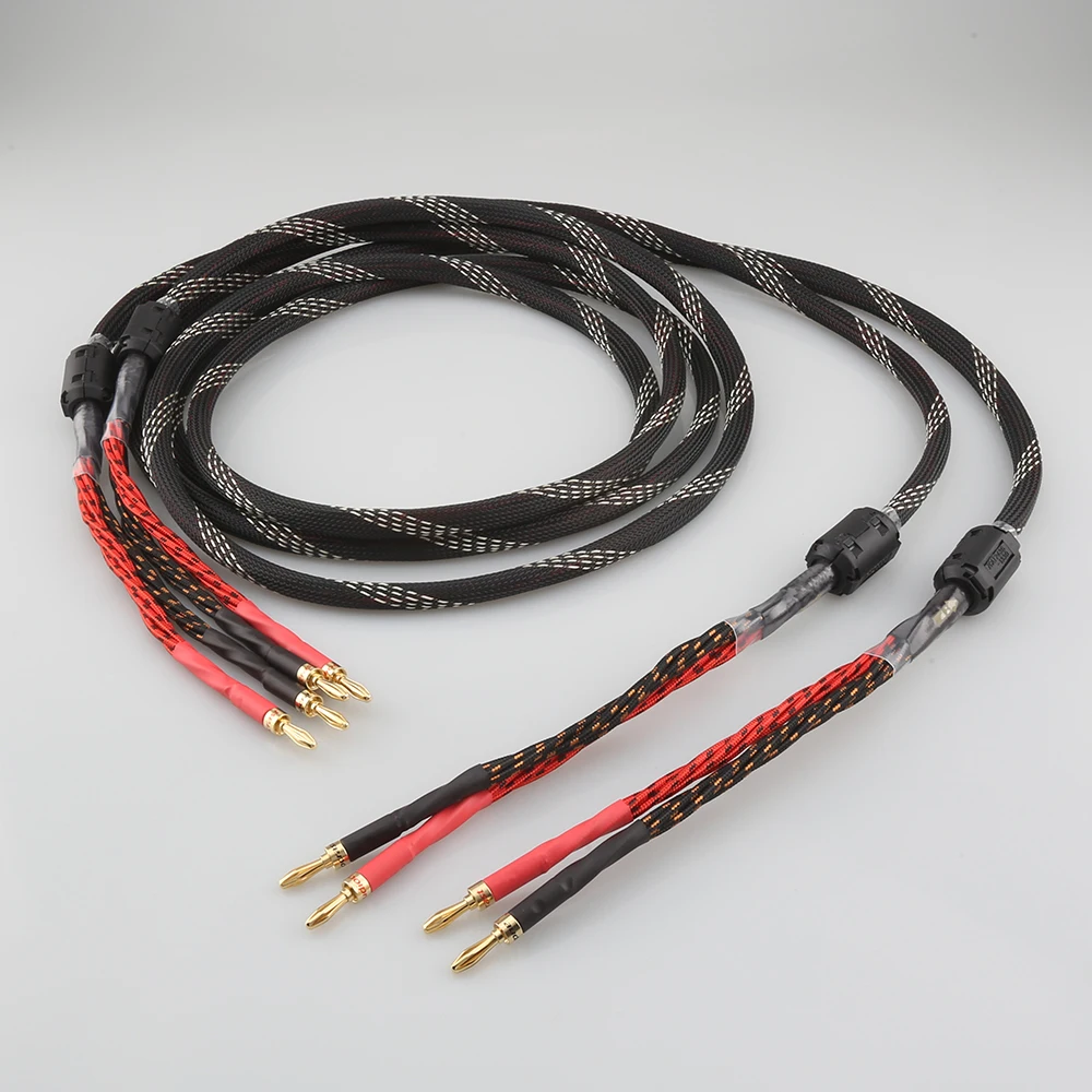 

One Pair Audiocrast HIFI speaker cable HI-End amplifier 4N OFC speaker cable with Banana plug