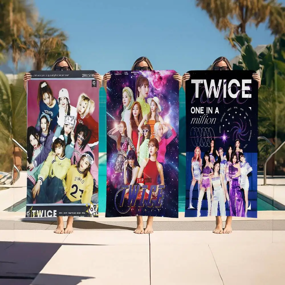 Kpop T-Twice Anime Beach Swimming Towel Soft Absorbent Washcloth Children's Gifts for Kids Travel Camping Gym