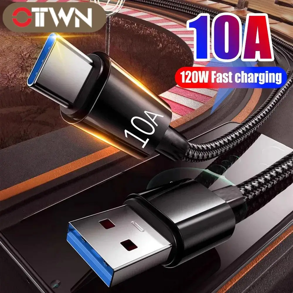 OTTWN 10A 120W Type C Cable Fast Charging USB Data Cord For Huawei P50 P40 Xiaomi 14 Redmi 13 Oneplus Realme POCO 0.5/1/1.5/2/3m