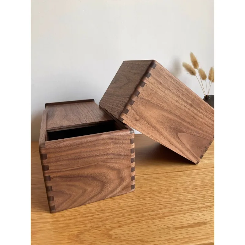 

[Push-pull box] Seiko tenon and mortise structure North American black walnut solid wood with lid box pulling wooden box