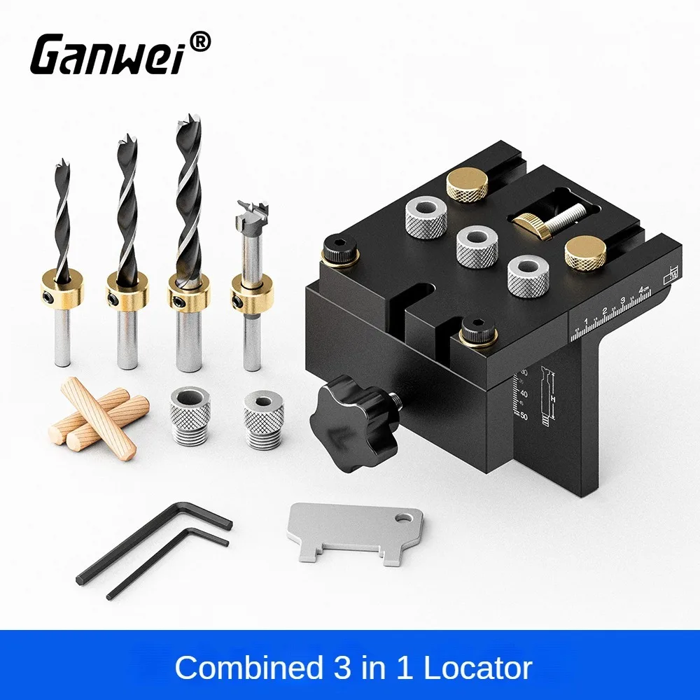 Multifunctional Woodworking Positioning Fixture Kit 3-in-1 for Furniture Connecting Tools Adjustable Drill Guide Puncher Locator