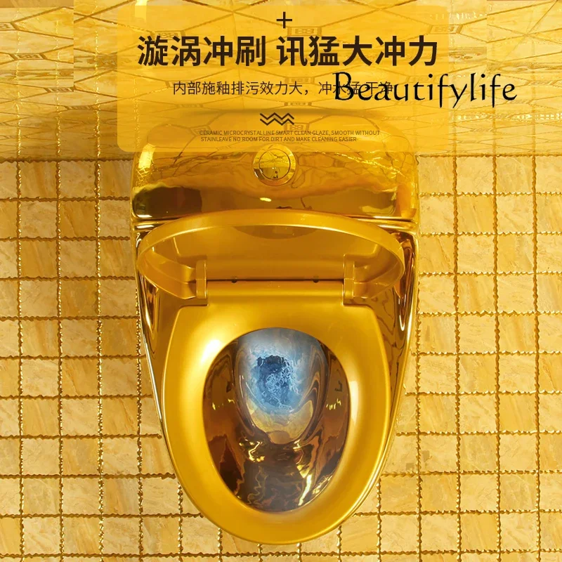 1 مرحاض ذهبي على شكل بيضة سيفون سوبر دوامة قطر كبير توفير المياه مرحاض صامت محلي طاغية ذهبية #5