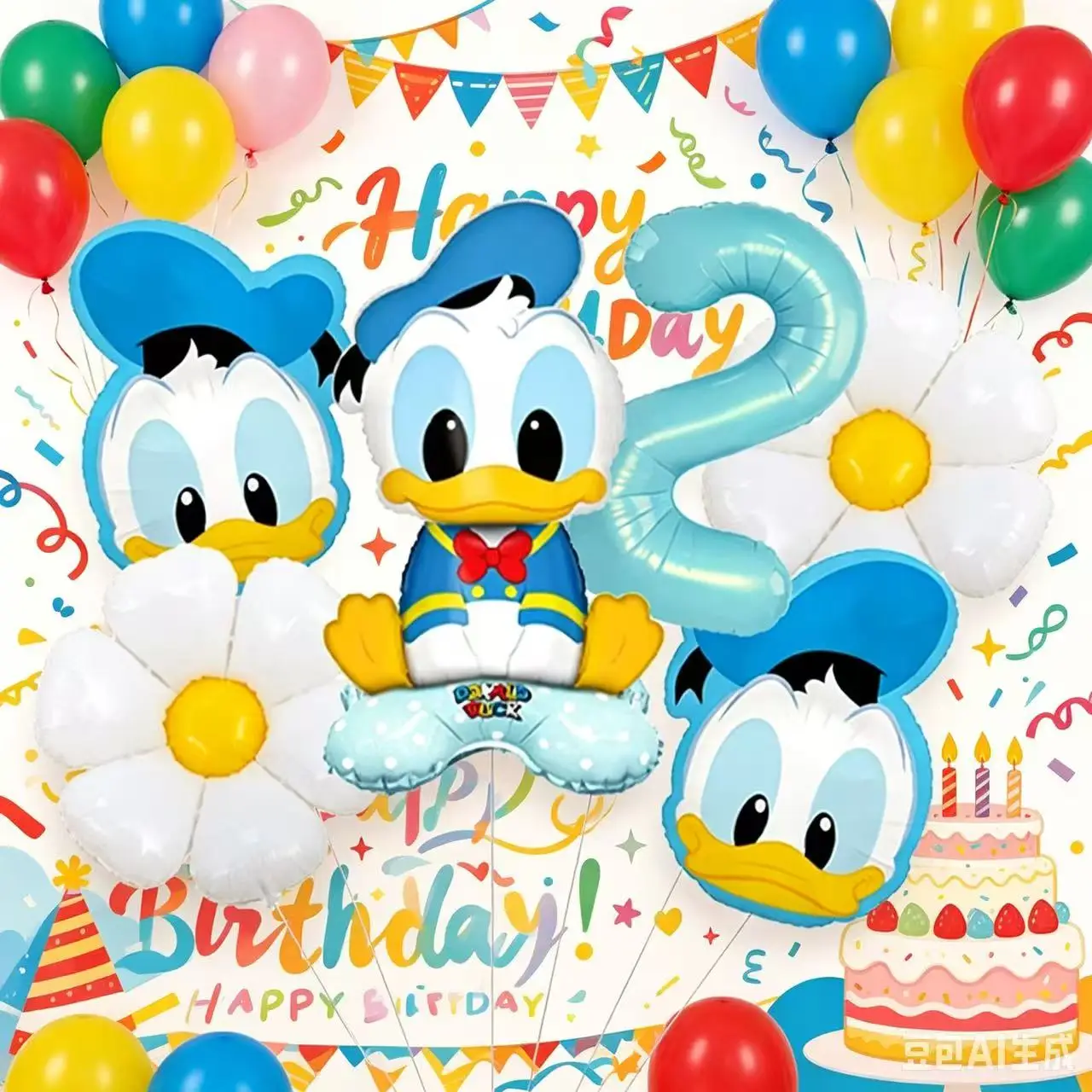 Donald Duck Balloon Arch Kit Cartoon Theme Party Background Wall Decoration Set
