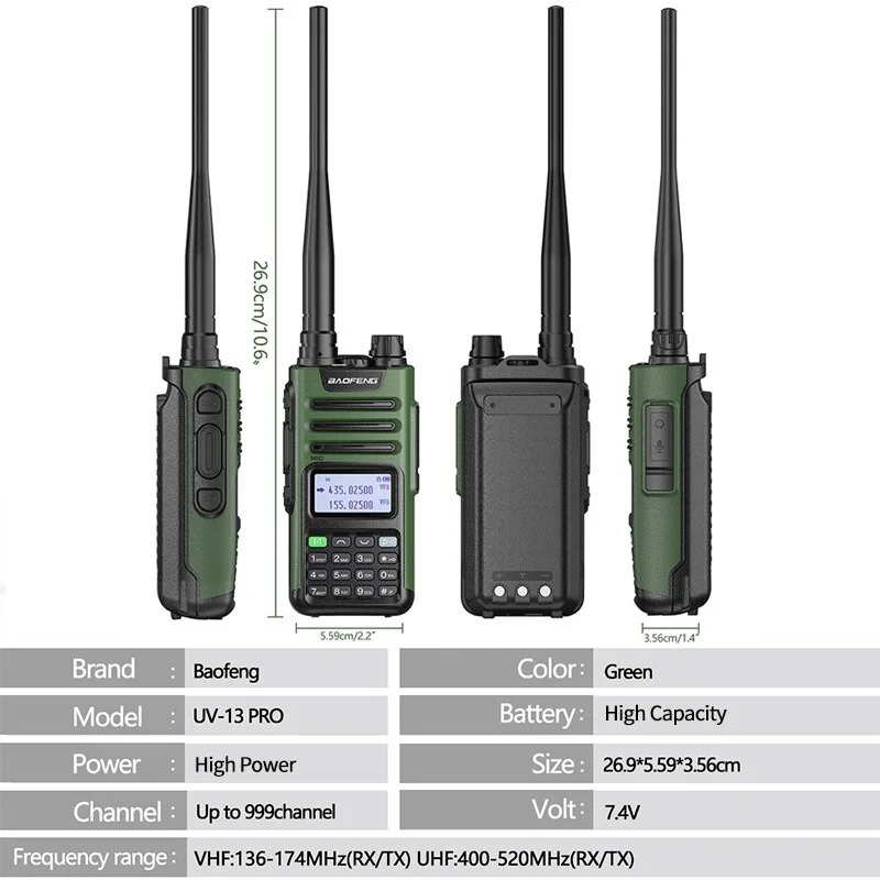 V2 UV13Pro วิทยุสื่อสาร8W แบบ Dual Band walkie talkie 999ช่อง1800mAh 16กม. ตัวรับส่งสัญญาณแบบ C ระยะไกลวิทยุสองทาง