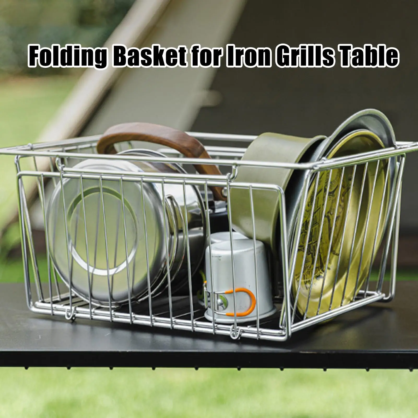 

Корзина для гриля, стол из нержавеющей стали, складной органайзер для хранения, металлическая корзина для хранения, товары для кемпинга для дома, пикника в помещении