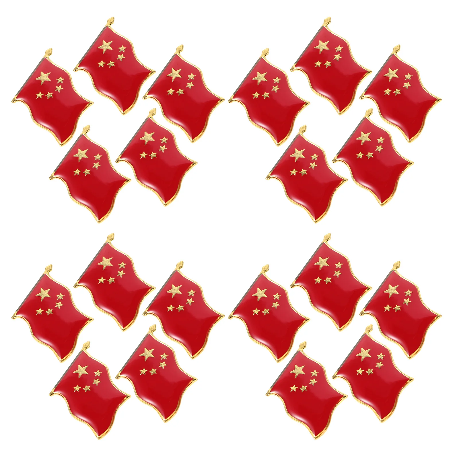 

20Pcs China Flag Lapel Pins Five-Pointed Star Patriotic Brooch Badge for National Day Events Gifts China National Flag