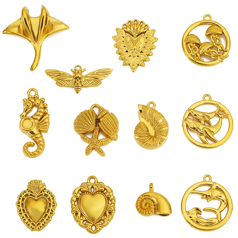 

3pcs Stainless Steel Starfish Snail Love Honeybee Charms for Necklace Earrings Jewelry Making Accessories DIY Jewelry Materials