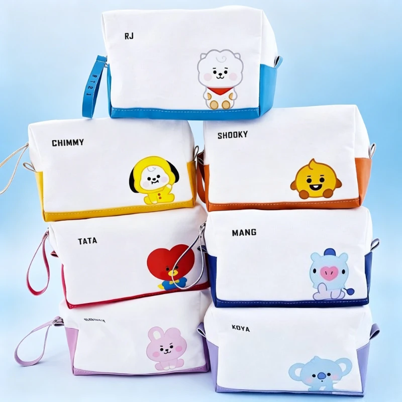 

BT21 cartoon cute student pencil case kawaii girls portable makeup bag storage bag fan support anime merchandise wholesale