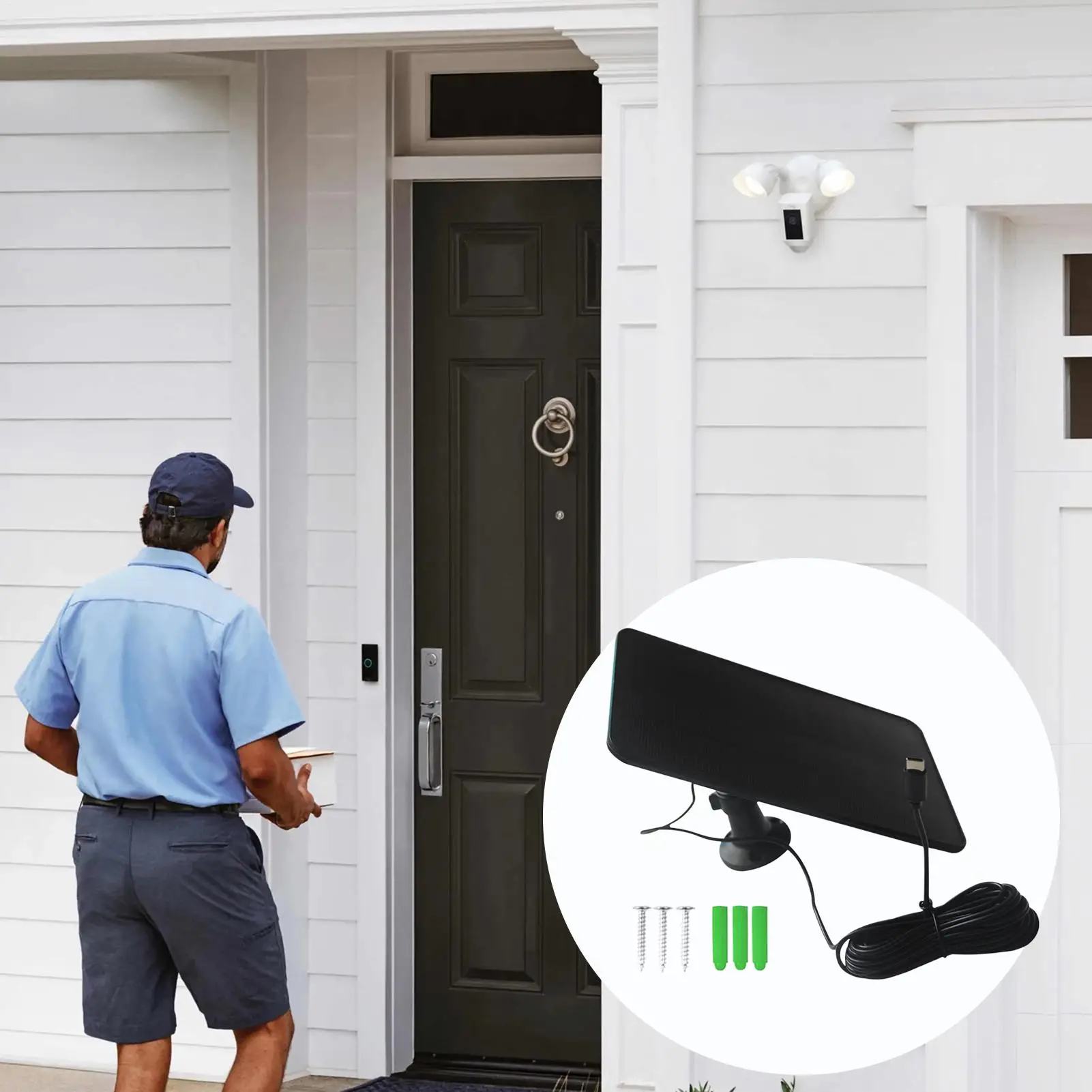 Ring Camera Solar Charger 20W Type C Rechargeable Weatherproof Solar Power Bank Ring Solar Charger For Indoor Home Office