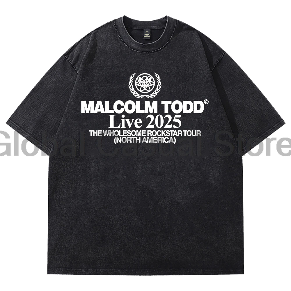 

Malcolm Todd Live 2025 Washed T-shirt Crewneck Short Sleeve Cotton Tee Women Men Streetwear Vintage Tops