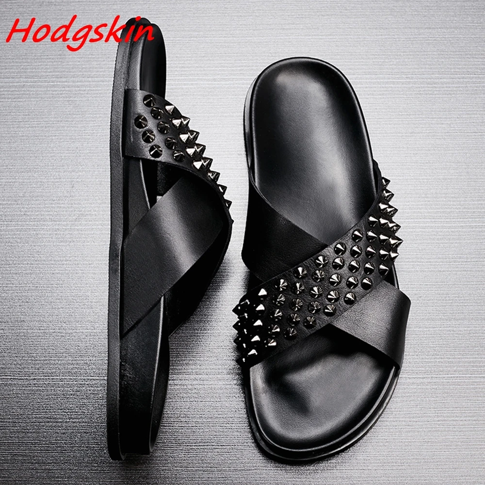 Black Cross Tied Summer Slippers for Men Open Toe Slingback Slip On Punk Flat with Shoes 2024 New Arrivals Casual Fashion Slides