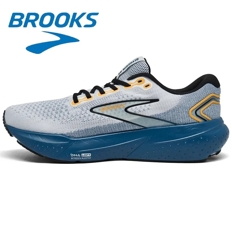 

Brooks 21 White and Blue Men's Flying Mesh Sports Shoes Low-top Lightweight Wear-resistant Cushioning Running Training Shoes