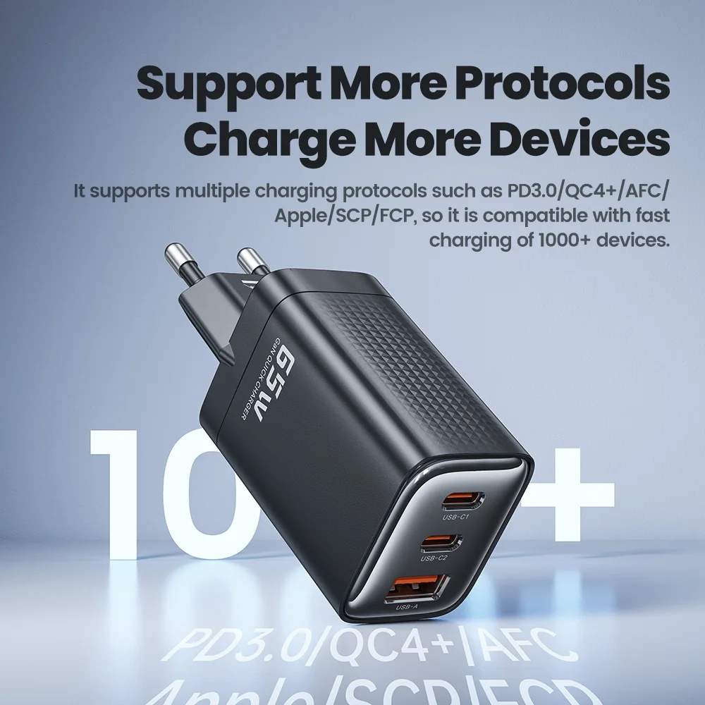 Toocki GaN 65W USB Type C Charger Fast Charging QC4.0 QC3.0 PD3.0 for iPhone 16 15 14 13 12 Xiaomi 12 11 Samsung S23 S22 Laotop