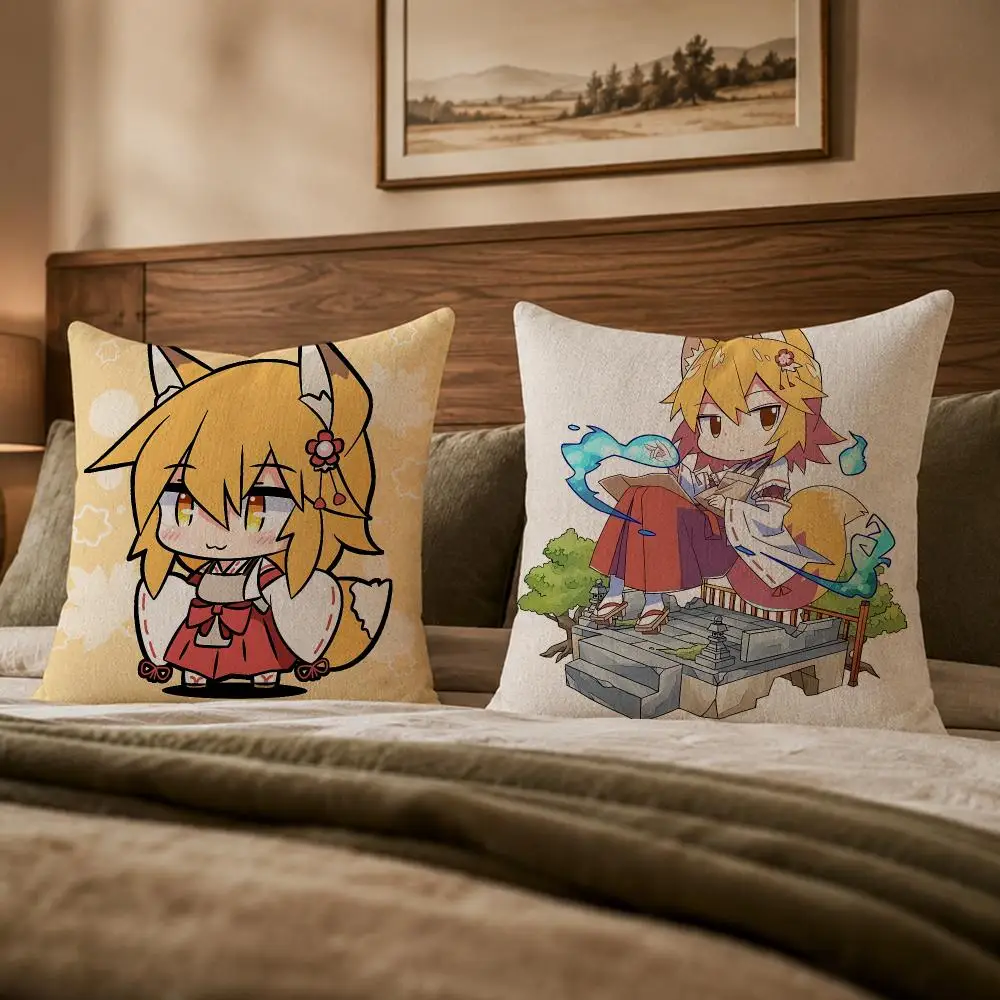 Popular Anime T-The Helpful Fox Senko-sanS Cushion Cover Ultra Soft Throw Pillow Cover Skin Friendly for Sofa Bed Home DecorGift