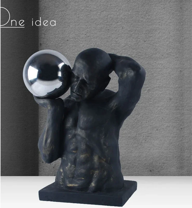 Imagem -02 - Nordic Abstract Thinker Hercules Figura Estátua Artesanato Resina Clássica Acessórios Decoração Home Lembranças Idéias 55cm