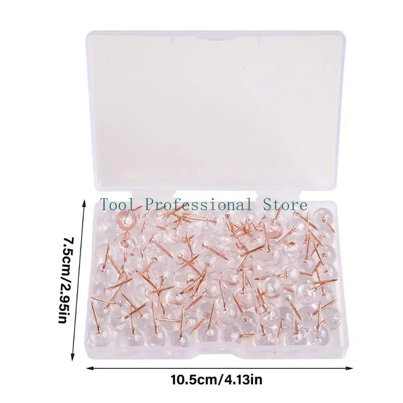 57QF 100pcs Gold oro tachuelas gran tamaño con diseños elegantes cabeza redonda transparente para tablas y