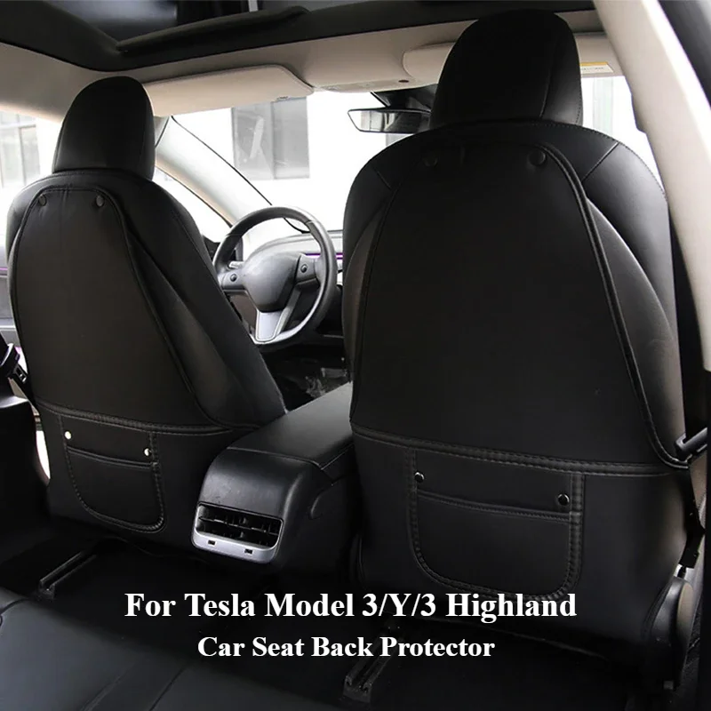 

Для Tesla Model 3/Y/3 Highland 2024, кожаная защита для спинки автомобильного сиденья, противоударная, водонепроницаемая, всесезонная, противоскользящая, автоаксессуары
