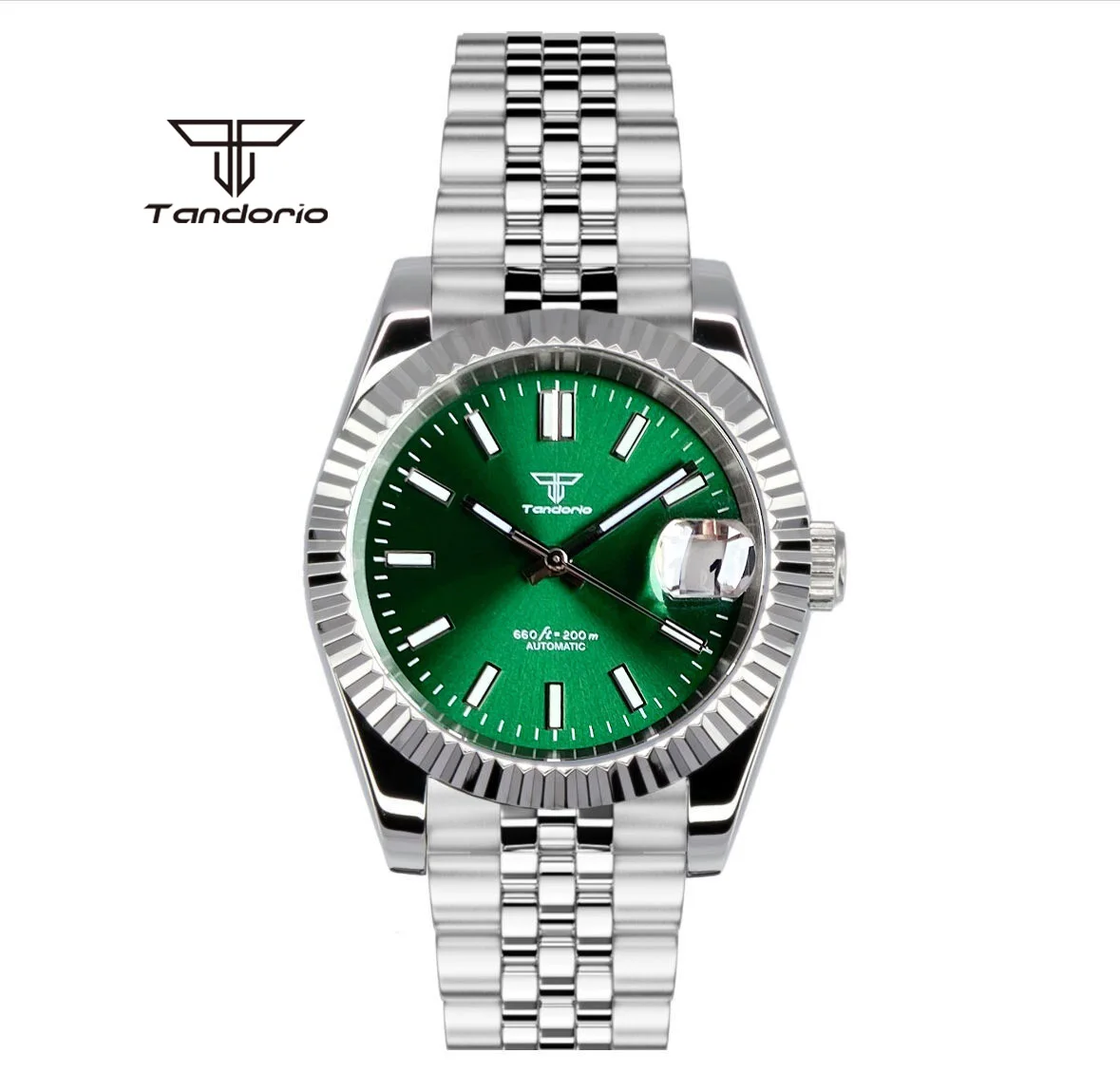 Tandorio Steel Classic NH35A 36mm/39mm Automatic Mechanical Watch for Men Sunburst Date Sapphire Crystal Wristwatch Luminous