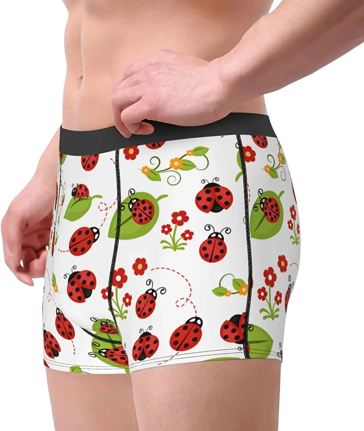 Men's Breathable Boxer Briefs Cute Flower Comfort Soft Stretch Underwear Trunks with Bulge Pouch for Men Boys