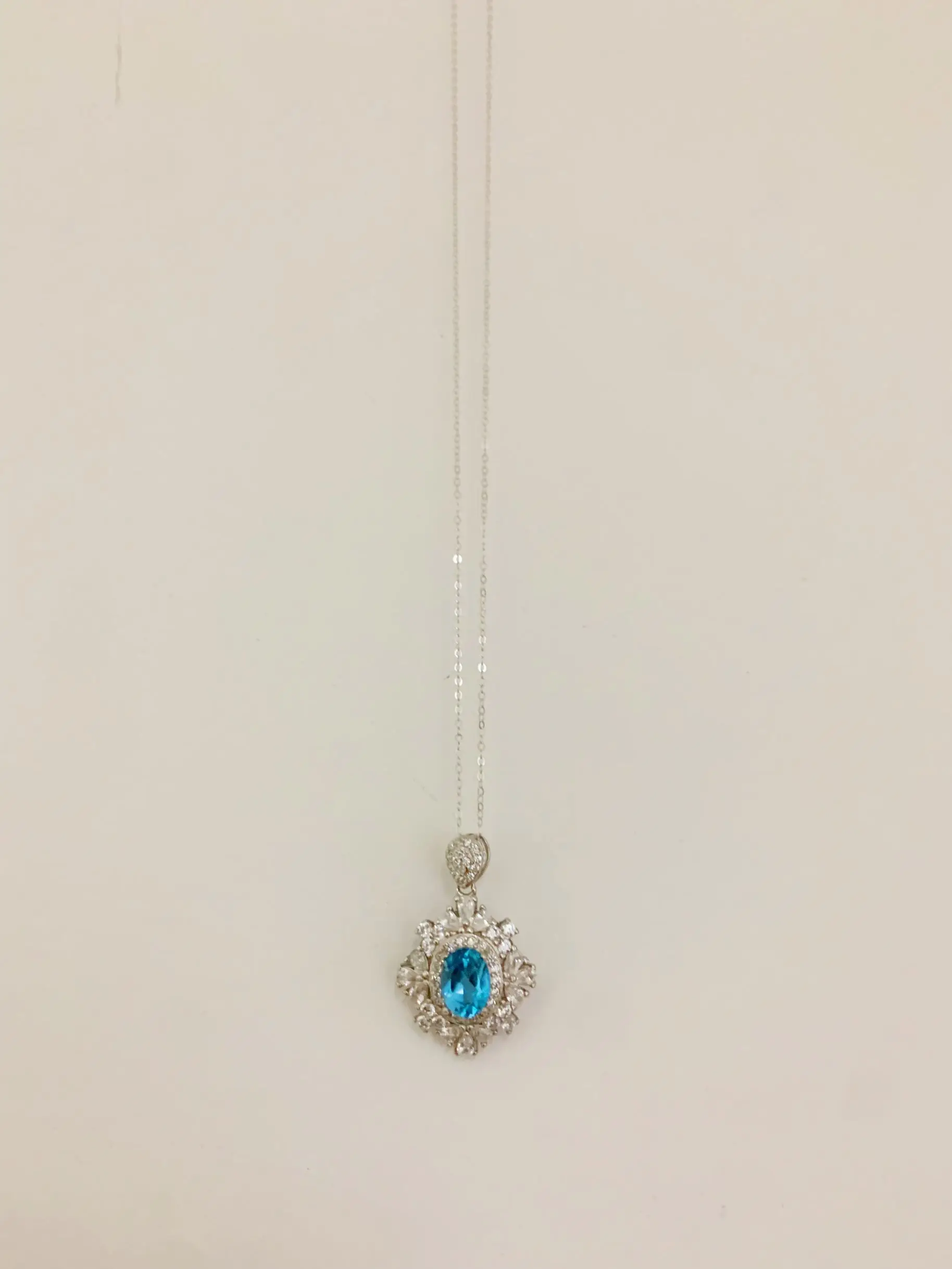 ZECAA-colgante de topacio para mujer, joyería fina con piedras preciosas de topacio azul Natural, colgante de topacio plateado de 6x8mm, regalo para niña, joyería