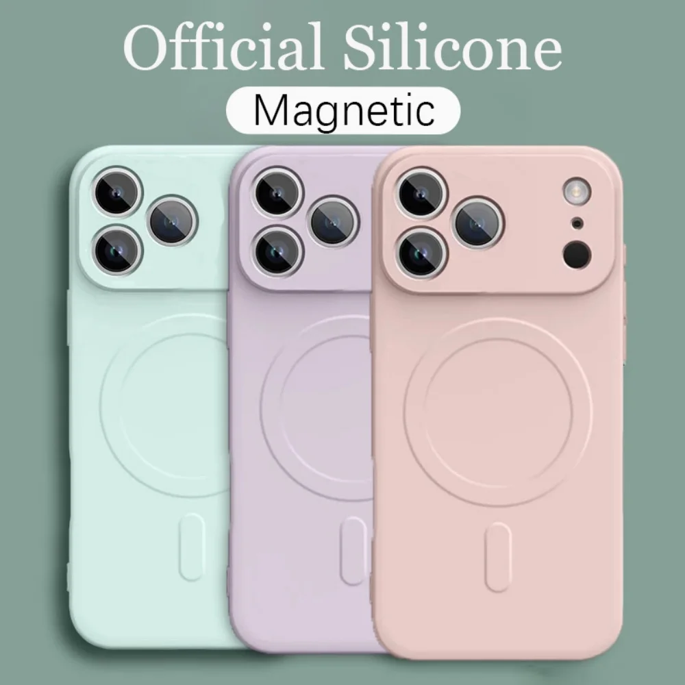 الأصلي السائل سيليكون ل Magsafe جراب هاتف آيفون 17 الهواء 16 15 14 13 Mini 12 11 Pro Max 17Pro X XS XR المغناطيسي Funda