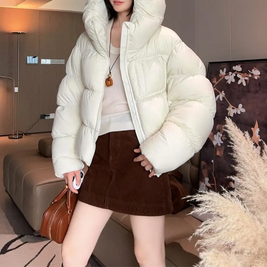 เสื้อแจ็คเก็ตผ้าฝ้ายบุสำหรับผู้หญิง เสื้อกันหนาวน้ำหนักเบา สไตล์ลำลอง สำหรับฤดูใบไม้ร่วงและฤดูใบไม้ผลิ