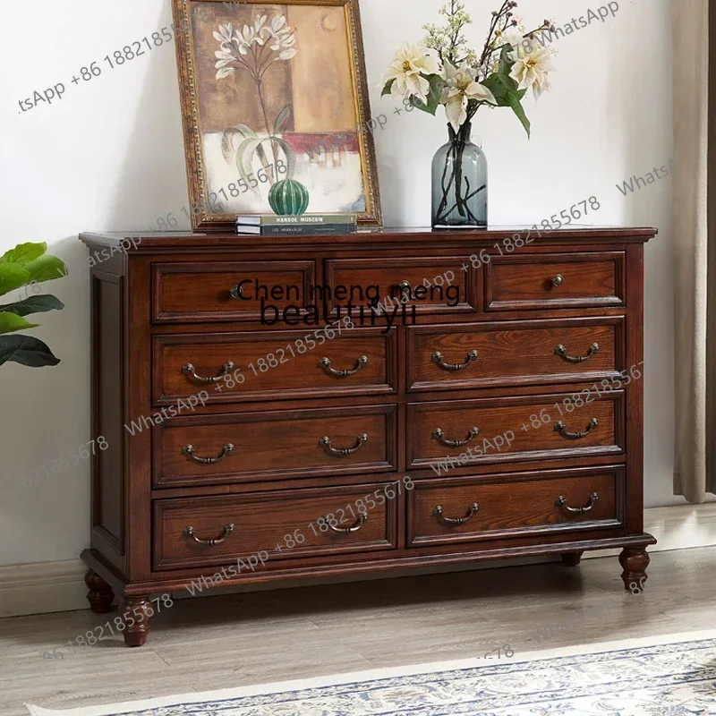 SS ss7486 solid wood seven-bucket locker against the wall with five drawers storage bedroom simple European multi-layer bucket c