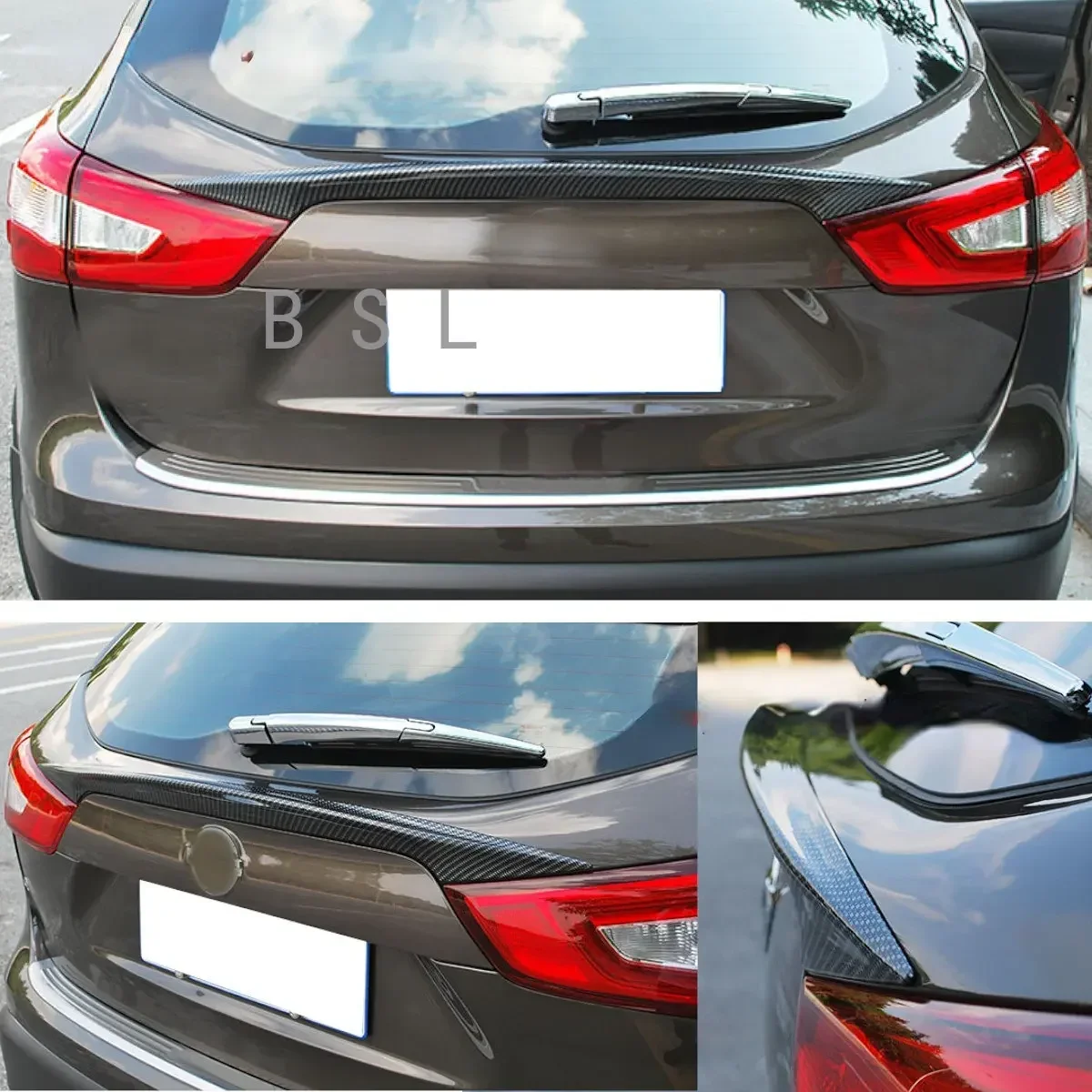 For Nissan Qashqai Dualis J11 2014 2015 2016 2017 Rear Door Trim Rear Car Trunk Spoiler Cover Sticker Wing Styling Car Styling