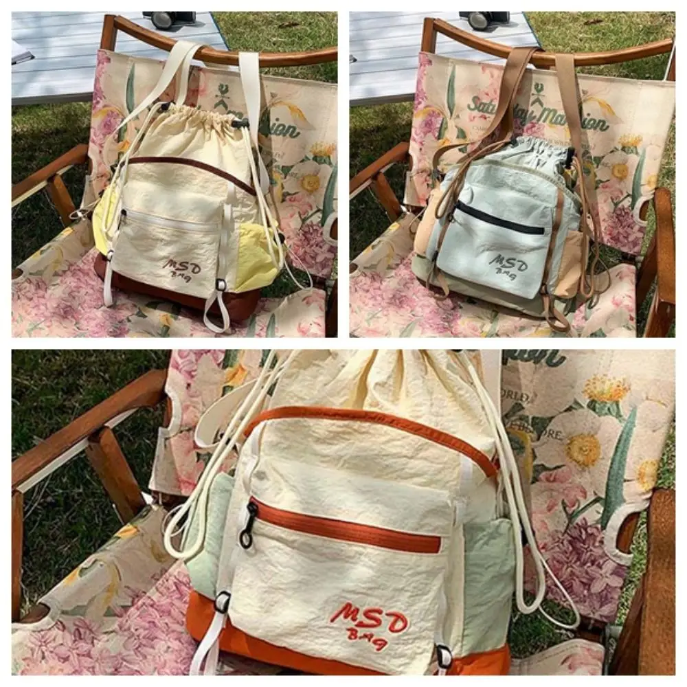 Portable Mountaineering Crossbody Bag Quick Drying Embroidery Outdoor Nylon Shoulder Pouch Adjustable Straps Large Capacity